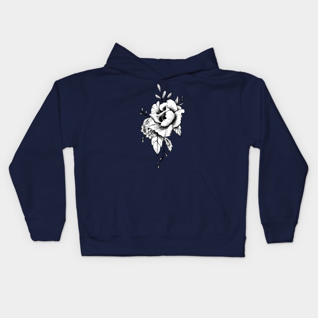 Peony flower design Kids Hoodie by deadlydelicatedesigns